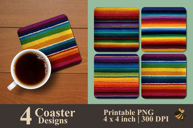 Mexican Stripe Coaster Sublimation Design