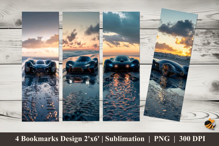 Futuristic Concept Car Bookmarks Sublimation Design example image 1