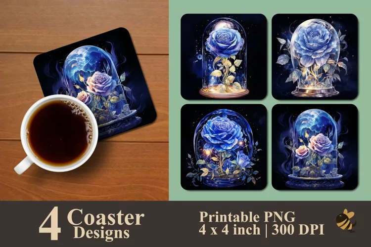 Rose And Capsule Coaster Sublimation Designs