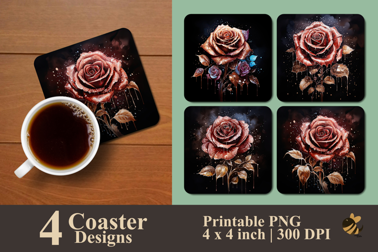 Chocolate Rose Coaster Sublimation Design