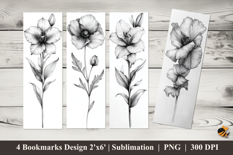 Stylish Flowers Bookmarks Sublimation Design example image 1