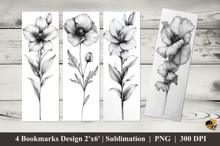 Stylish Flowers Bookmarks Sublimation Design