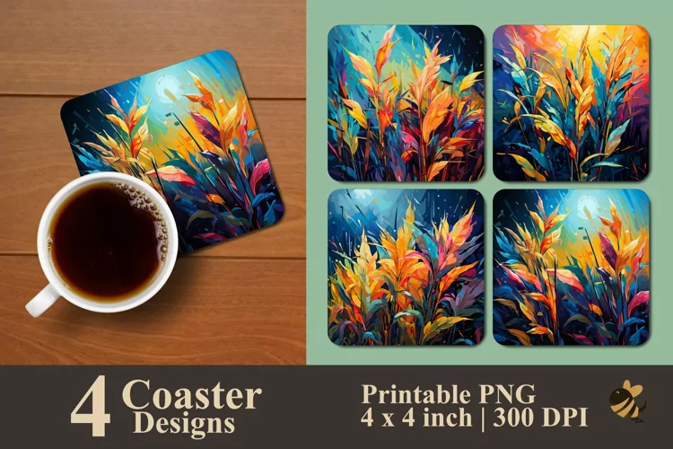 Leaves of Grass Coaster Sublimation Designs