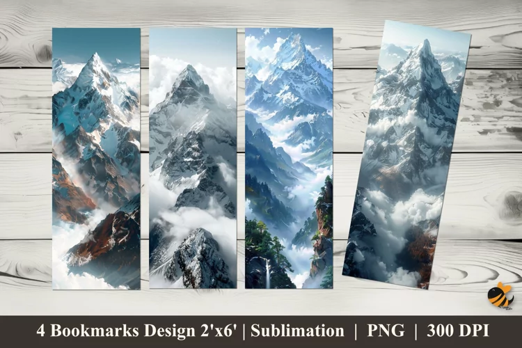 Snowy Mountain Bookmarks Sublimation Design