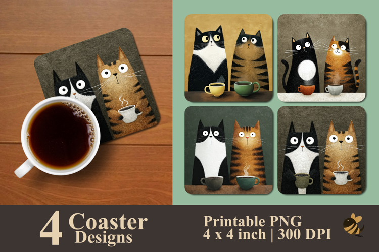 Cat Dating Coaster Sublimation Design