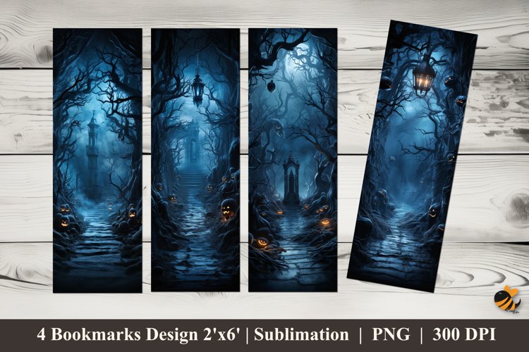 Halloween Night Bookmarks Sublimation Design example image 1