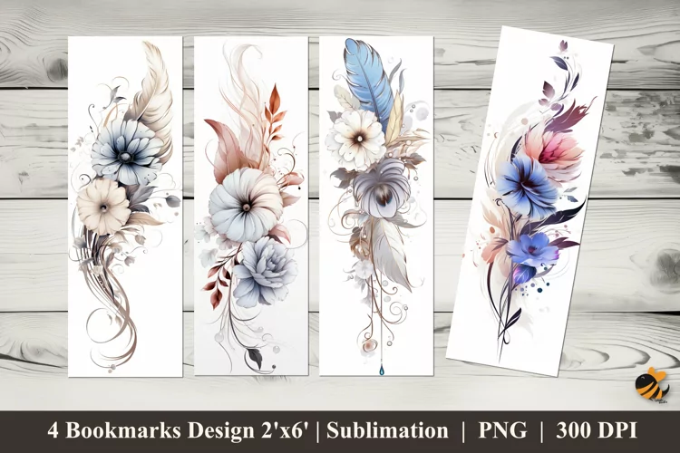 Boho Floral Bookmarks Sublimation Design