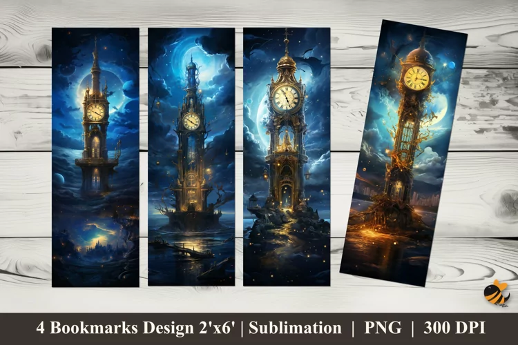 World Clock Bookmarks Sublimation Design