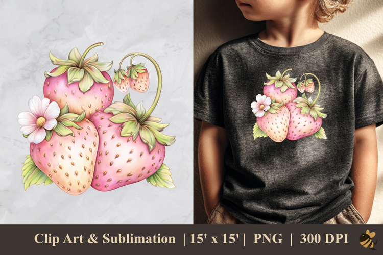Pinky Strawberry DTF Sublimation Clipart Design 1