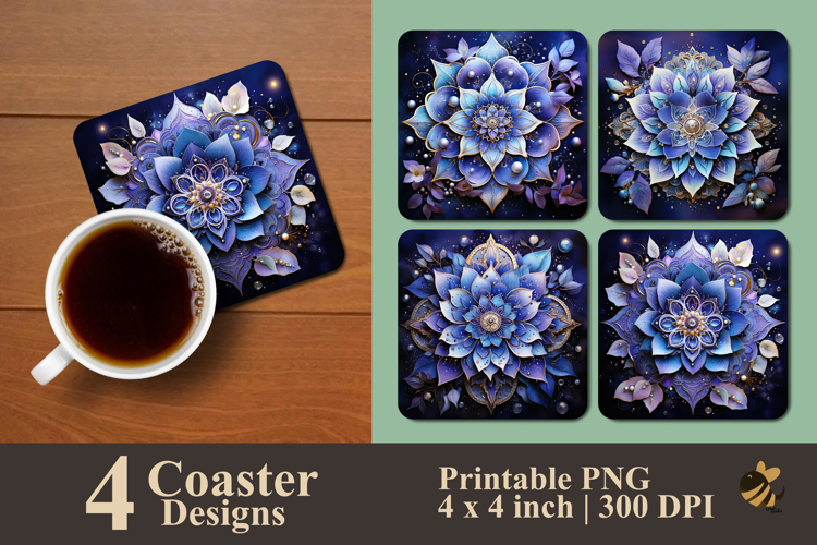 Floral Galaxy Mandala Coaster Sublimation Design
