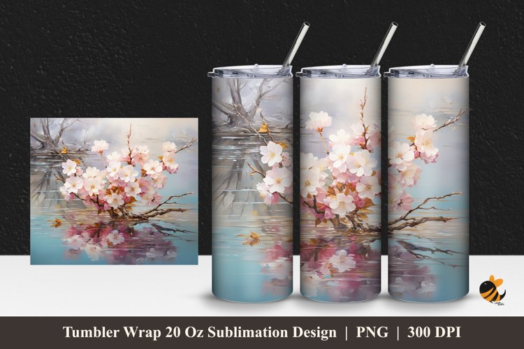 Spring Blooming Tumbler Wrap Sublimation Design 1 example image 1