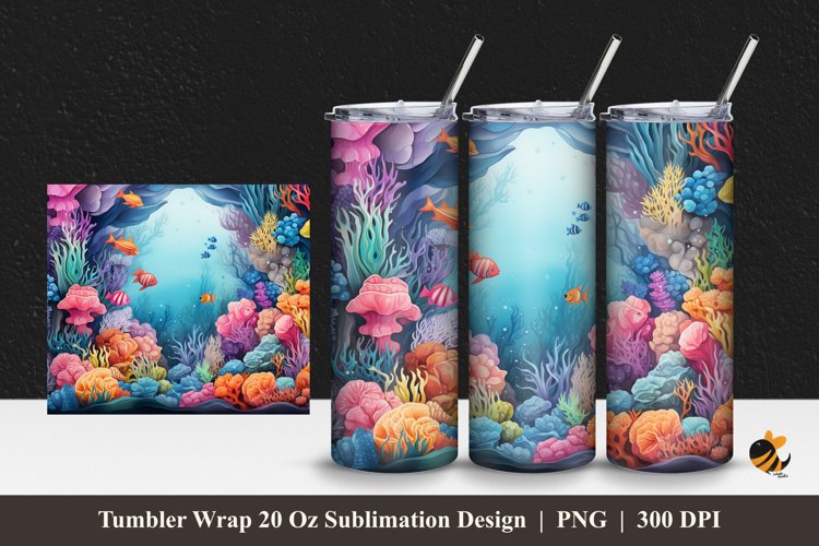 Colorful Ocean Tumbler Wrap Sublimation Design 1