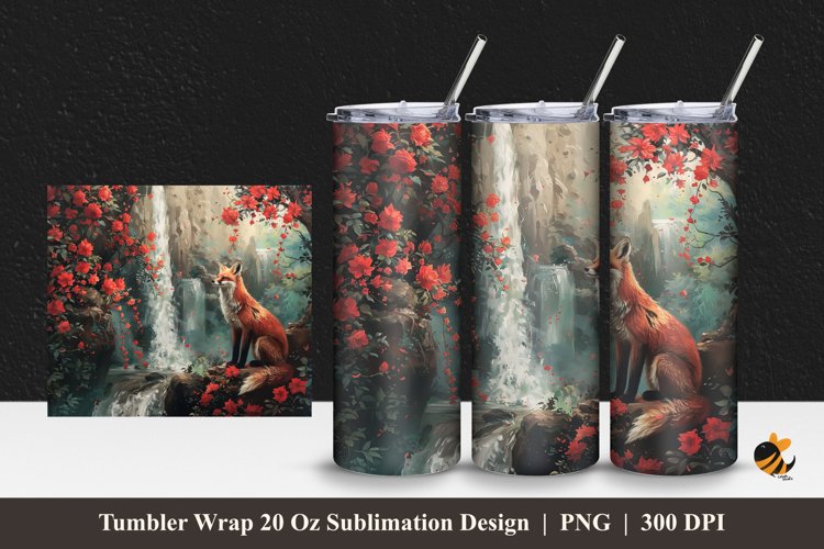 Wolf Nature Tumbler Wrap Sublimation Design 1 example image 1