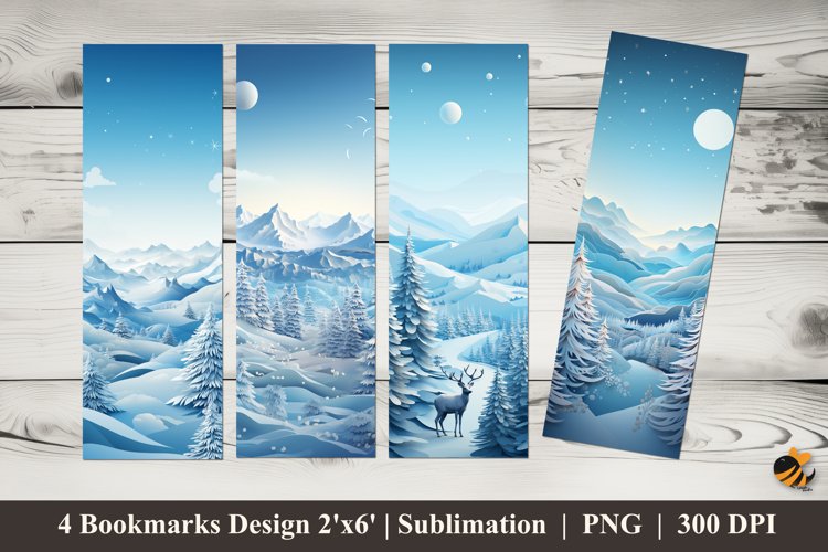 Silent Winter Bookmarks Sublimation Design example image 1