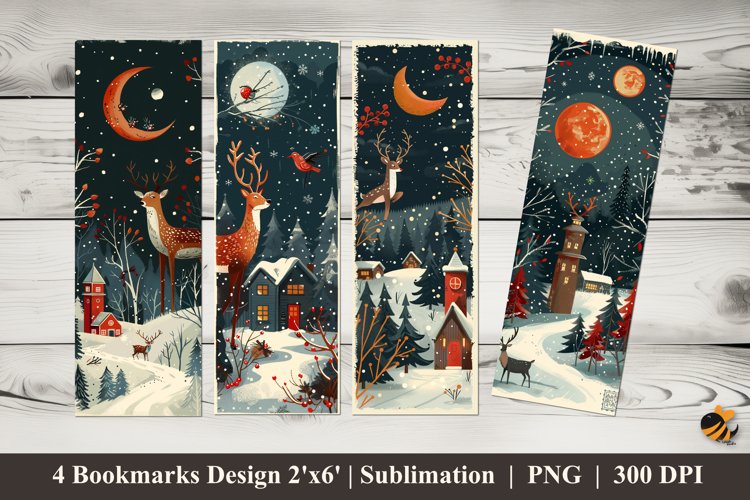 Winter Mood Bookmarks Sublimation Design example image 1