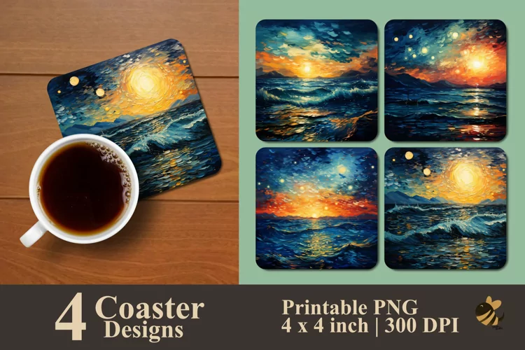 Calm Waves Coaster Sublimation Designs