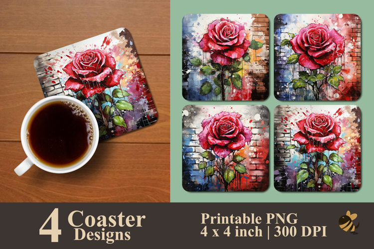 Imperial Rose Coaster Sublimation Design