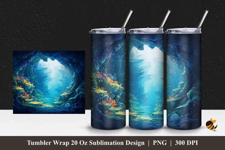 Beautiful Ocean Tumbler Wrap Sublimation Design 1