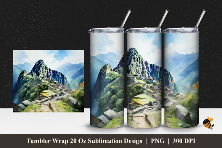 Hill View Tumbler Wrap Sublimation Design 1