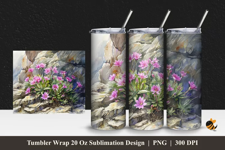 Flower At Nature Tumbler Wrap Sublimation Design 1