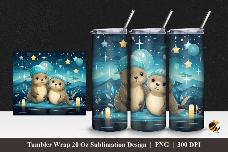 Fantasy Sea Lions Tumbler Wrap Sublimation Design 1