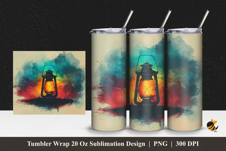 Lights Tent Tumbler Wrap Sublimation Design 1