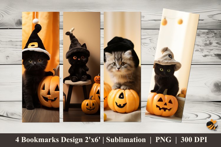 Cat and Pumpkin Bookmarks Sublimation Design
