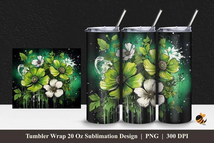 Painting Floral Tumbler Wrap Sublimation Design 1