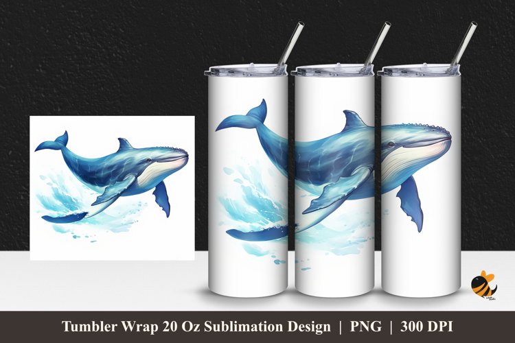 Whale Waves Tumbler Wrap Sublimation Design 1