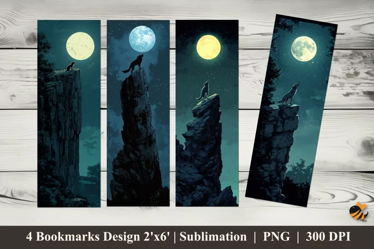 The Wolf Howled Bookmarks Sublimation Design