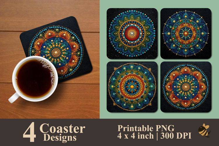 Beauty Mandala Dot Coaster Sublimation Design
