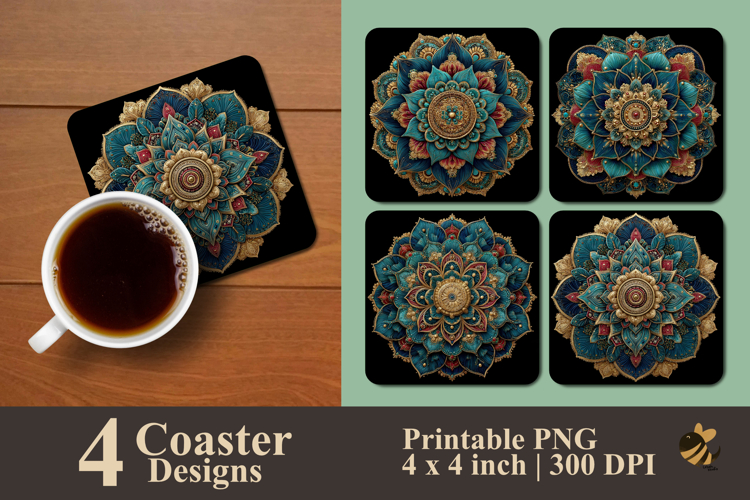Traditional Mandala Art Coaster Sublimation Design