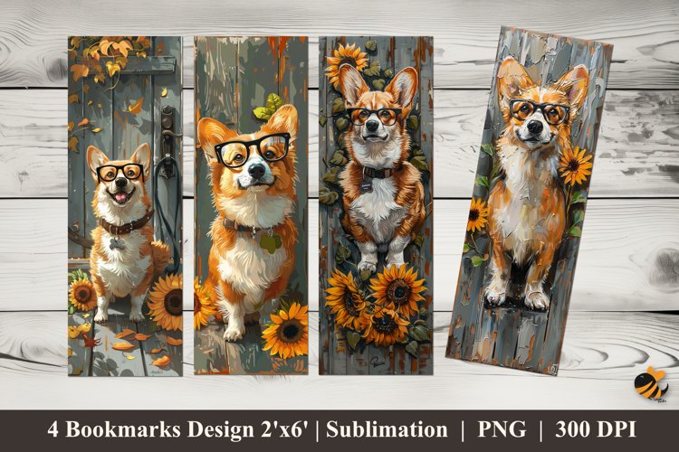 Dog With Glasses Bookmarks Sublimation Design example image 1