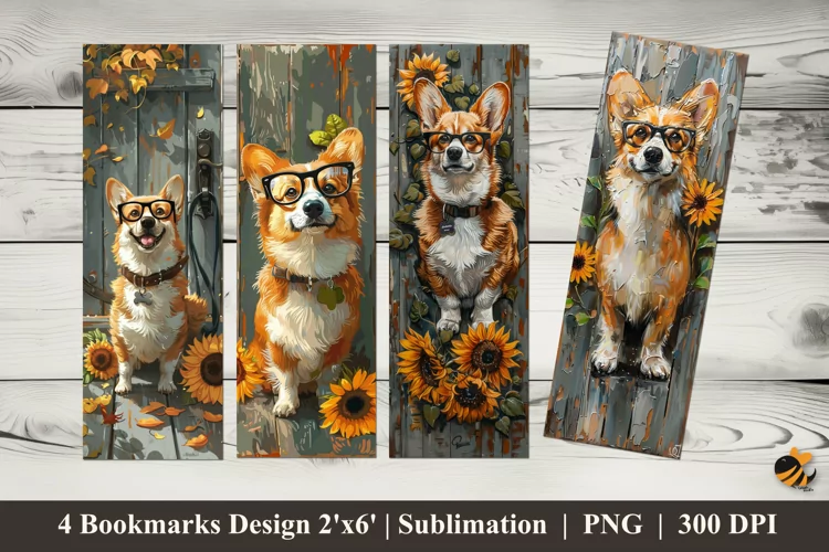 Dog With Glasses Bookmarks Sublimation Design