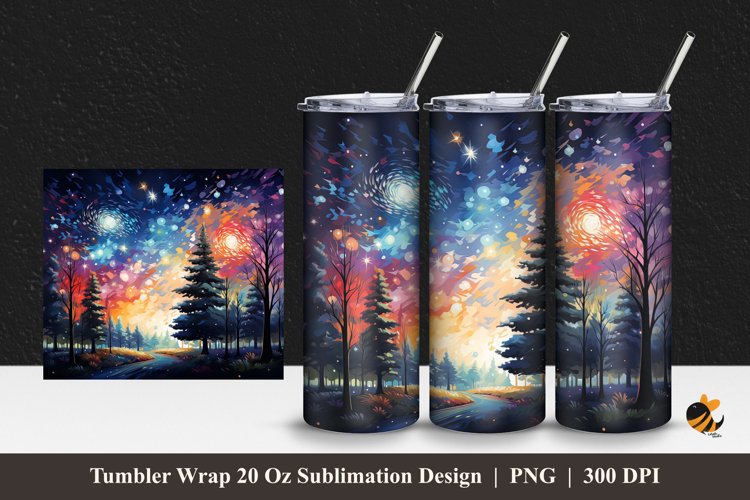 Sparkling Stars Tumbler Wrap Sublimation Design 1