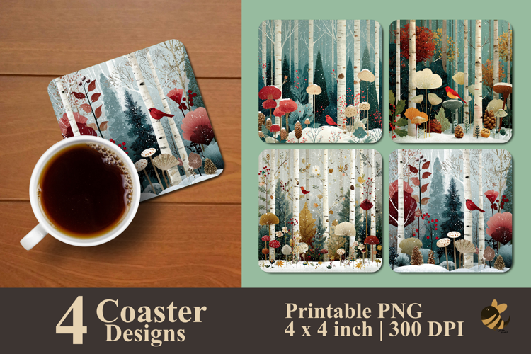 Frosted Forest Charm Coaster Sublimation Design
