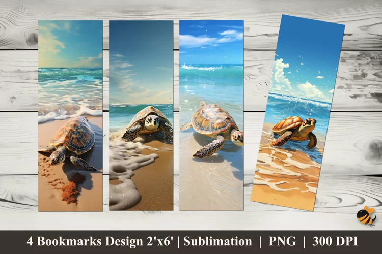 Turtle Sunbathing Bookmarks Sublimation Design
