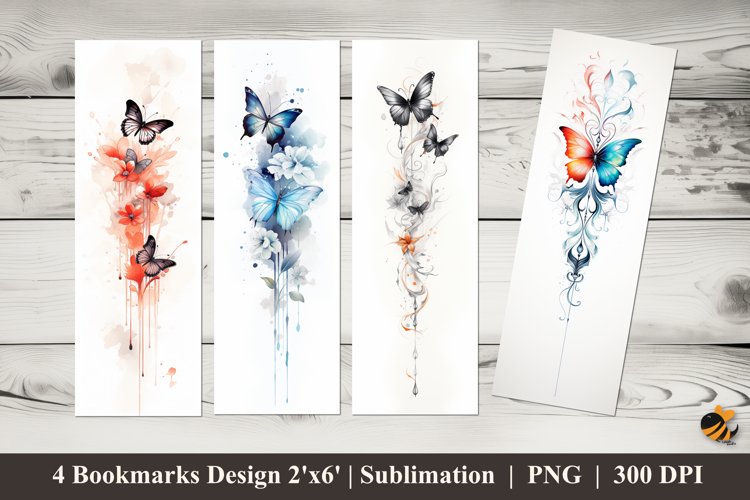 Dancing Butterflies Bookmarks Sublimation Design