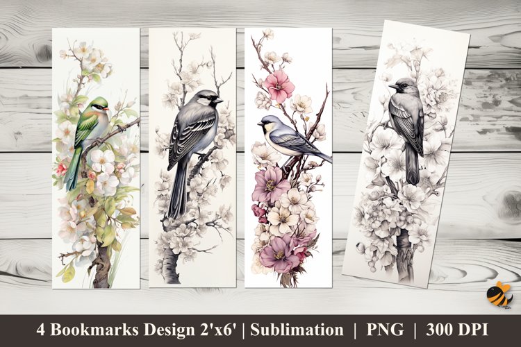 Bird on a Branch Bookmarks Sublimation Design