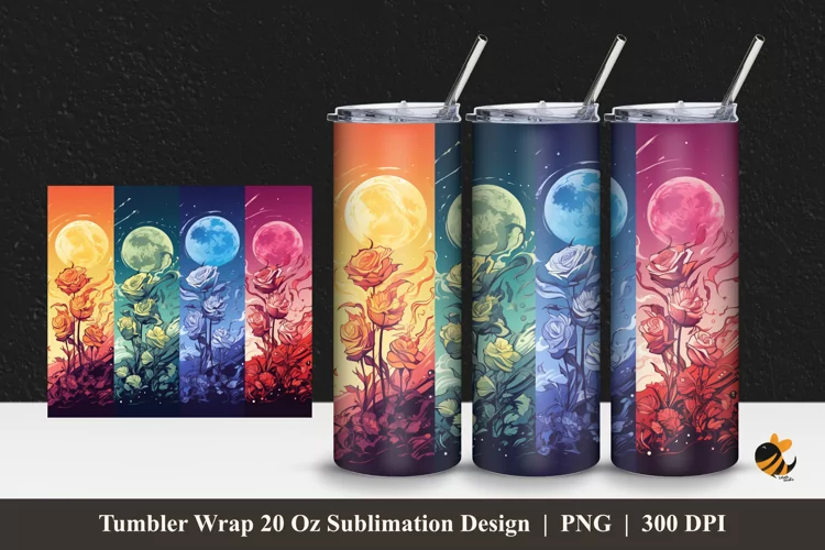 Rose Partition Tumbler Wrap Sublimation Design 1