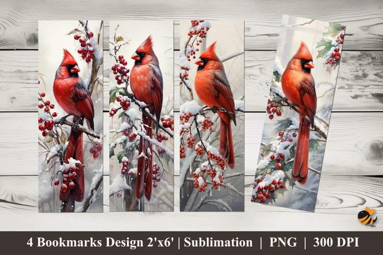 Red Bird Bookmarks Sublimation Design