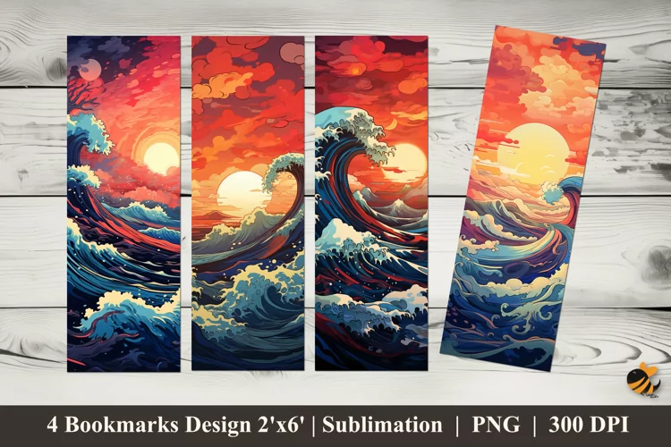 Sunset Ocean Bookmarks Sublimation Design