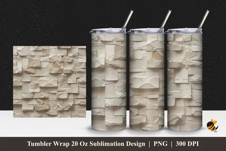 3D Stone Wall Relief Tumbler Wrap Sublimation Design 1