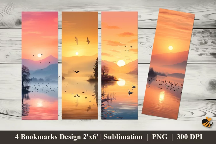 Morning Lake Bookmarks Sublimation Design
