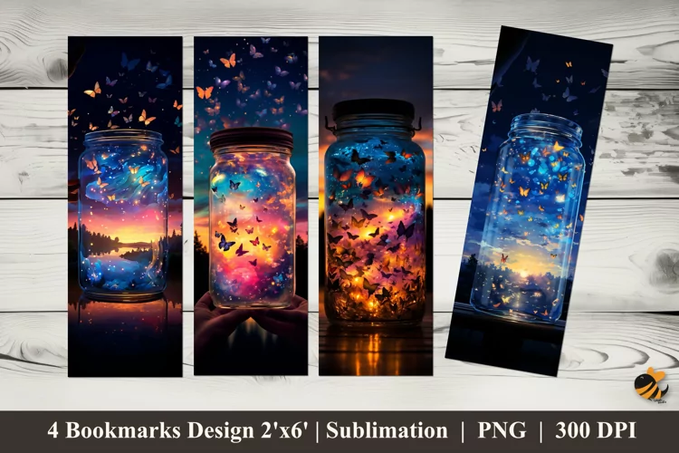 Butterfly in a Bottle Bookmarks Sublimation Design