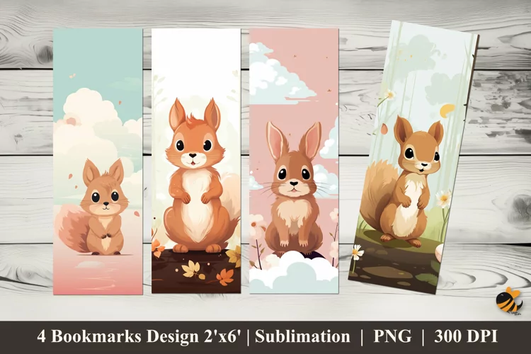 Unique Squirrel Bookmarks Sublimation Design