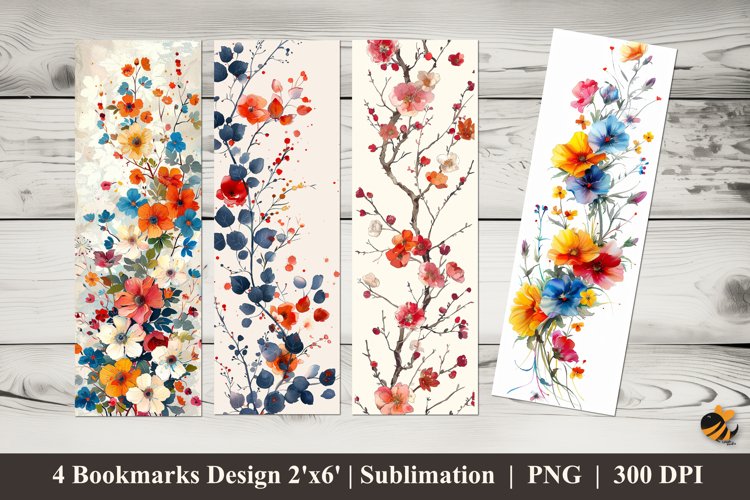 Small Flowers Bookmarks Sublimation Design example image 1