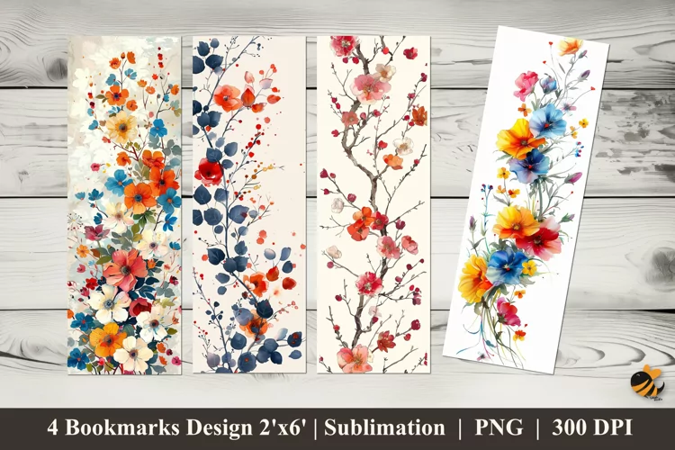 Small Flowers Bookmarks Sublimation Design