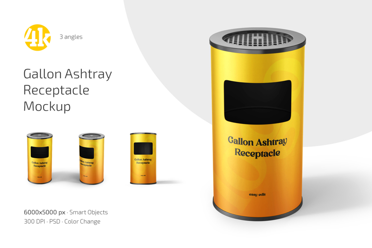 Gallon Ashtray Receptacle Mockup Set