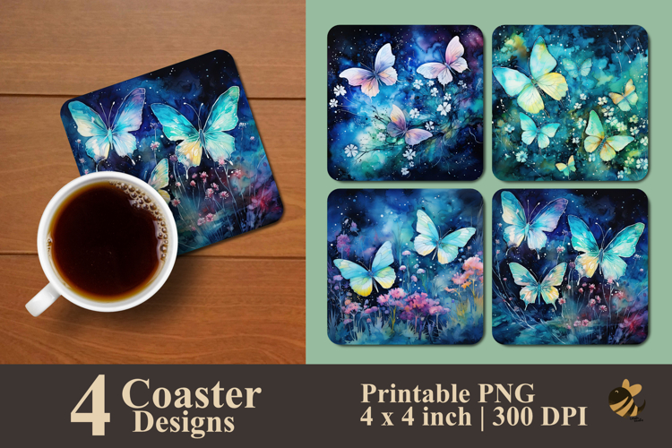 Fantasy Butterfly Coaster Sublimation Design
